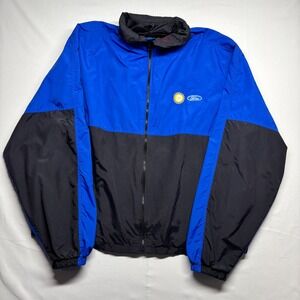 Vintage King Louie Ford UAW Windbreaker Jacket Blue Black XL Made in USA